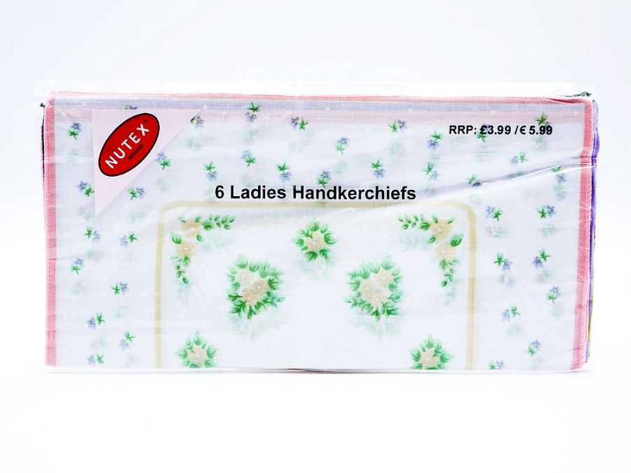Pack 6, ladies printed handkerchiefs*