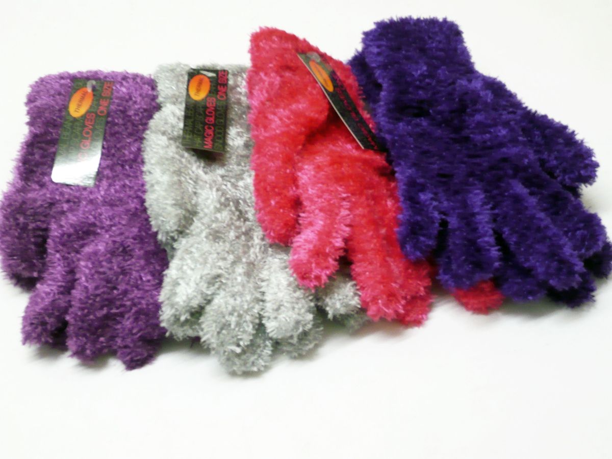 Ladies feather magic glove - 4/cols.