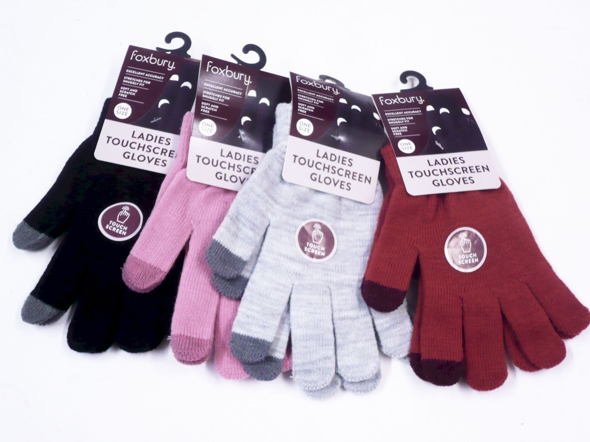 Ladies touch screen gloves (one size) - 4/cols.