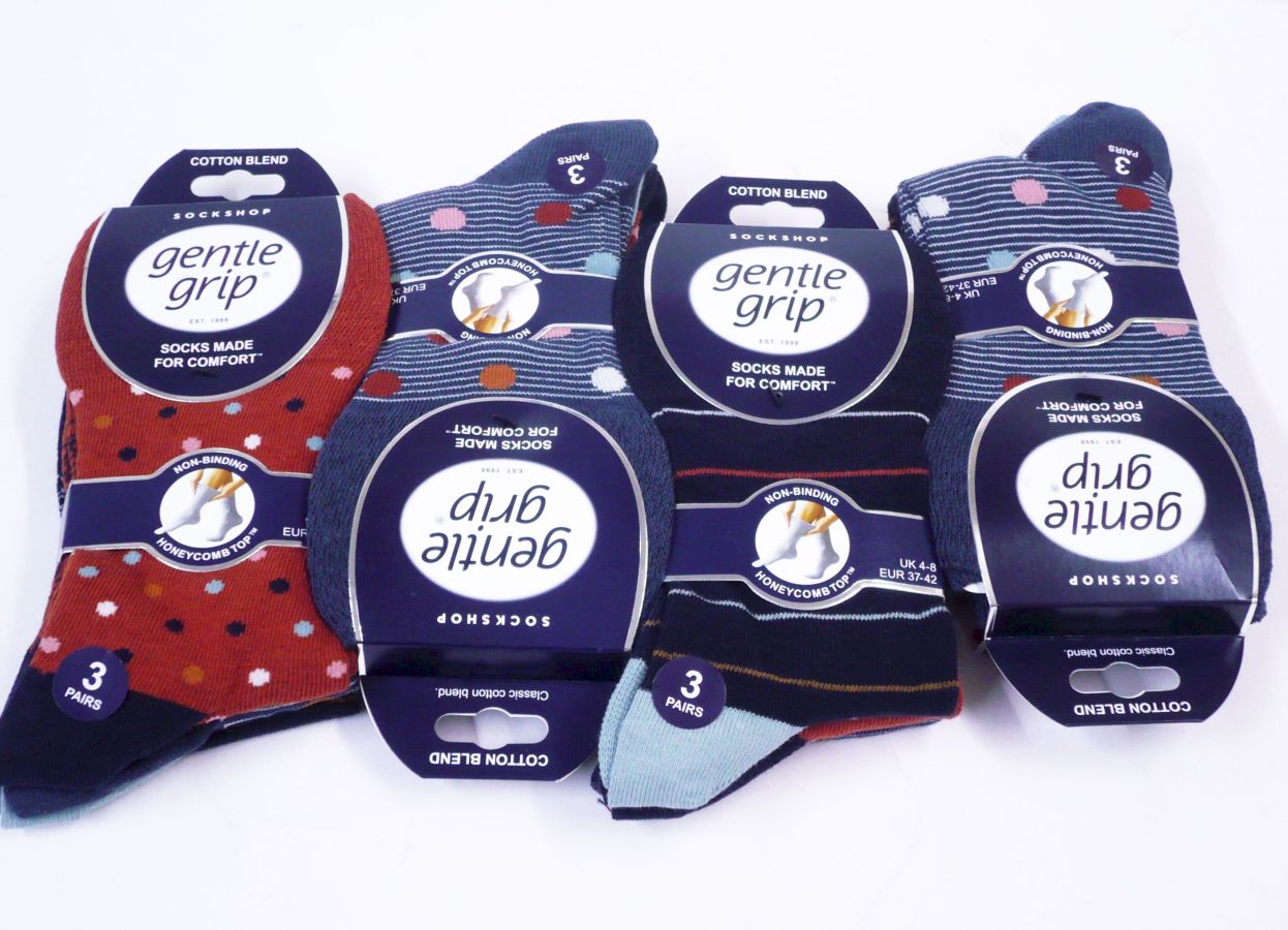 Gentle grip spot/stripe socks
(3pkt x4)