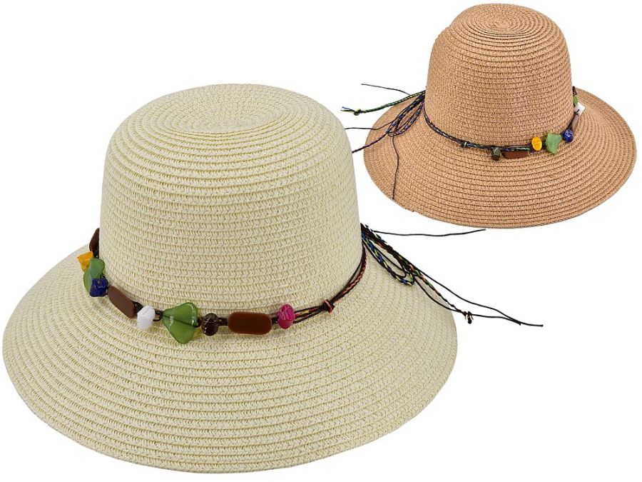Ladies hat with stone and gem band (57cm) - 2/cols*
