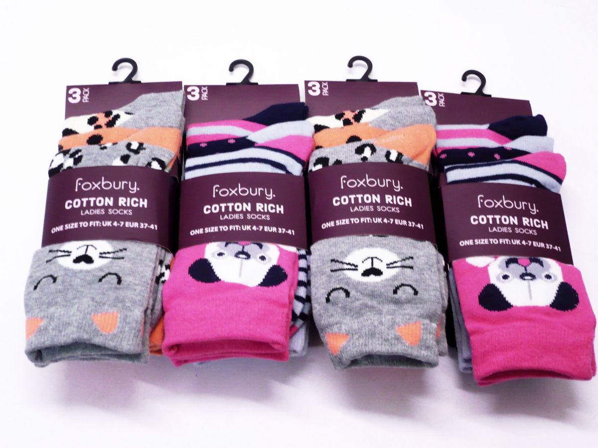 Ladies animal design socks.
(3pkt x4)