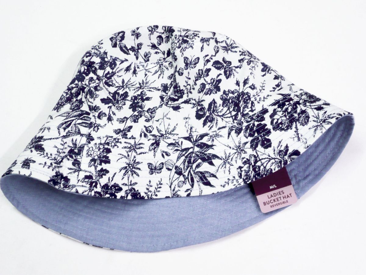 Denim/plain reversible bucket hat  (S-M/M-L)