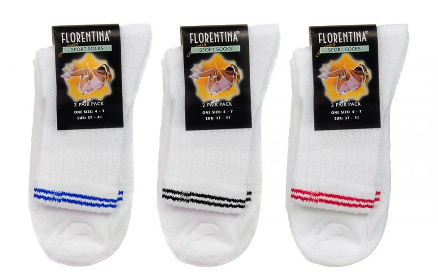 Pkt 2, ladies sports socks - 3/cols (4-7)*