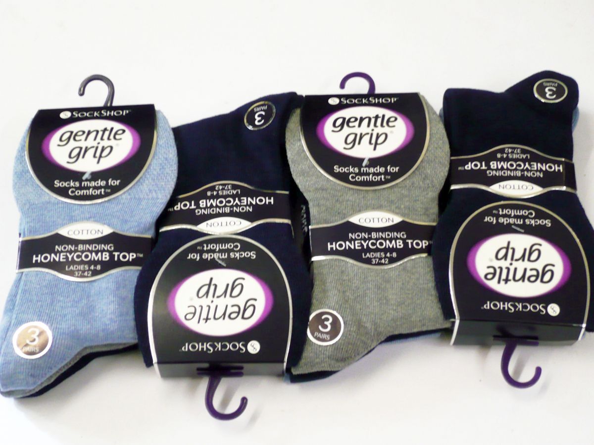 Gentle grip plain socks
navy/denim/grey  (3pkt x4)