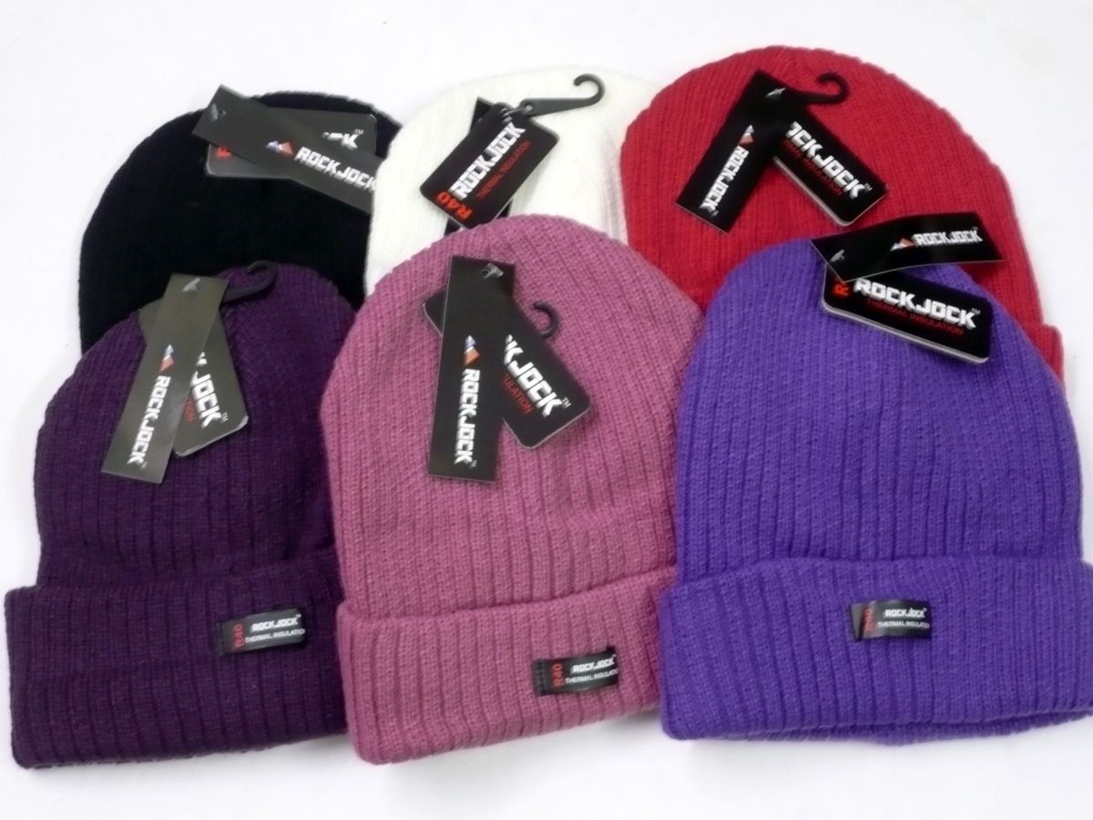 Ribbed knitted thermal lined hat - 6/cols*