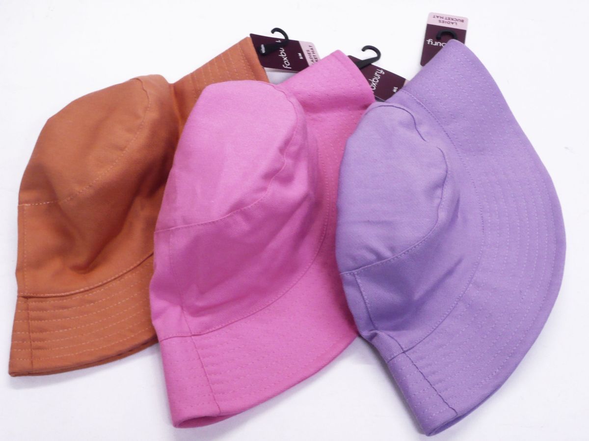 Ladies cotton bucket hat - 3/cols*  (s/m - m/l)
