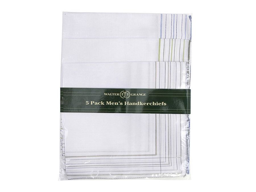 Pkt 5, mens white handkerchiefs.*