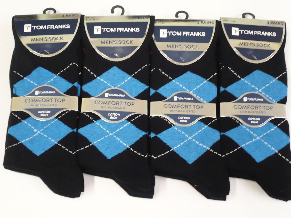 Mens comfort top argyle socks
(3pkt x4)