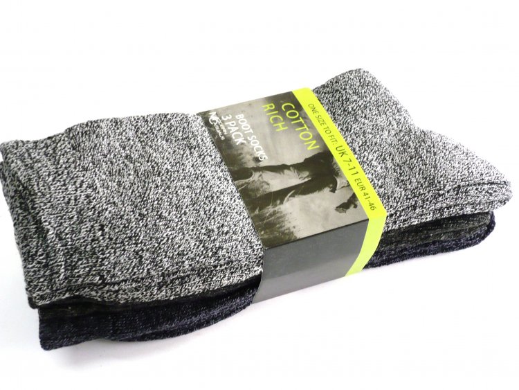 Pkt 3, mens cotton rich boot socks.