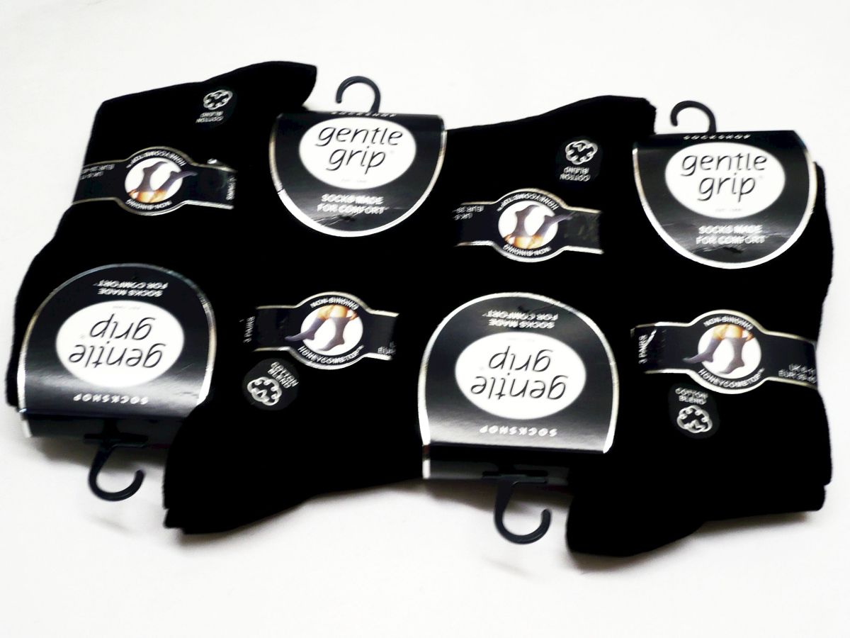 Mens black gentle grip socks
(3pkt x4)