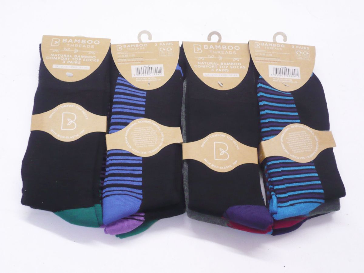 Mens bamboo comfort top socks.
(3pkt x4)