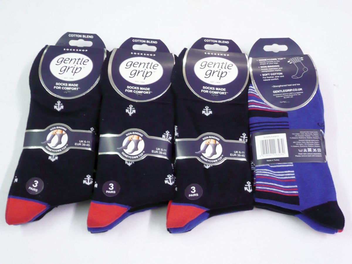 Mens gentle grip nautical socks
(3pkt x4)