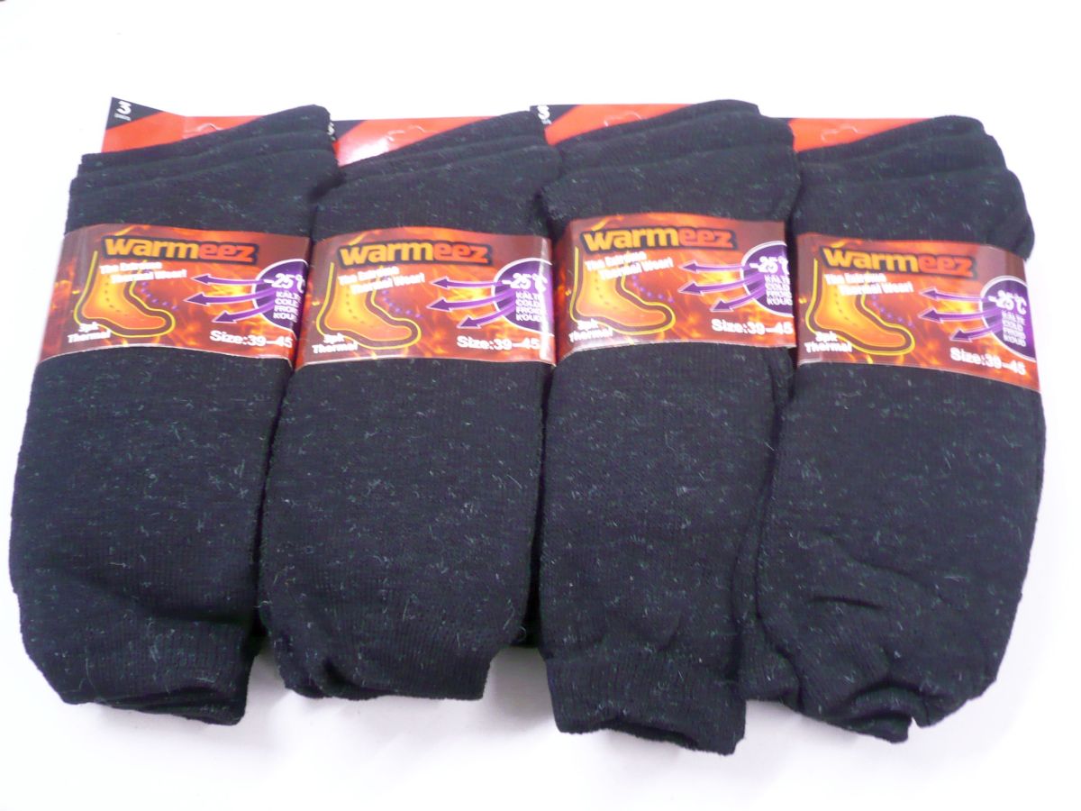 Mens black thermal socks.
(3pkt x4)