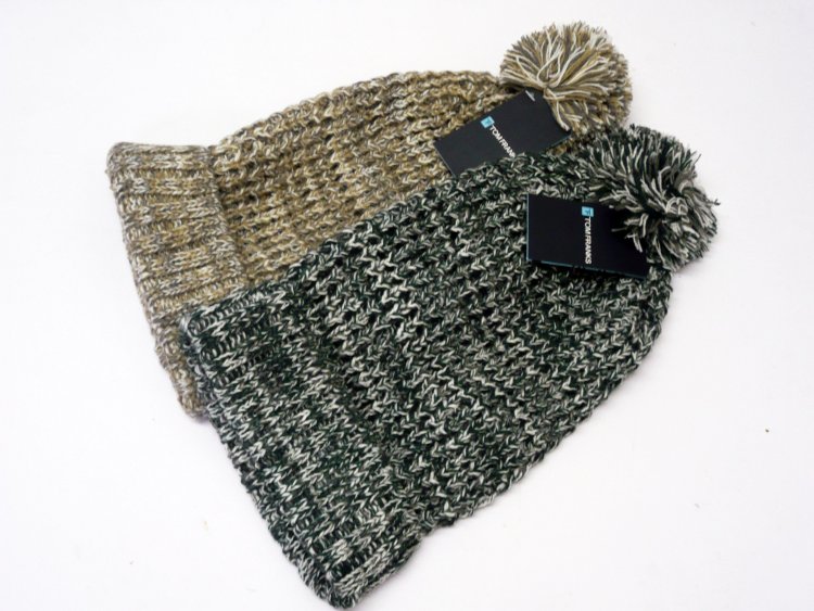 Mens knitted pom-pom hat - 2/cols.
