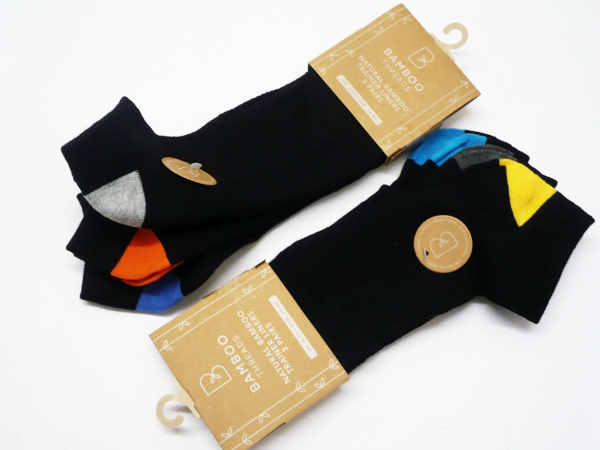 Bamboo contrast heel/toe trainer socks - 6-11
(3pkt x4)