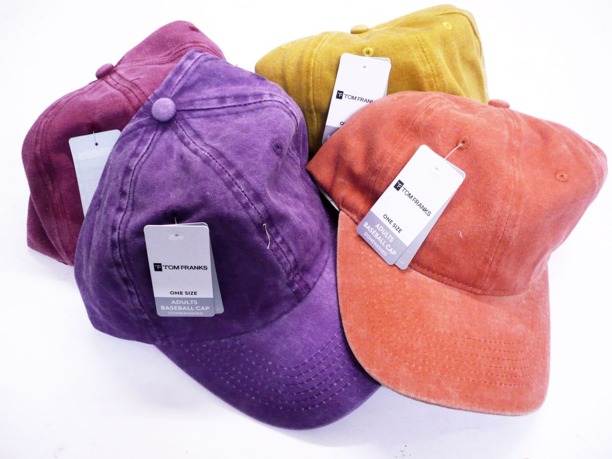 Adults stonewashed baseball caps - 4/cols*  (one size)