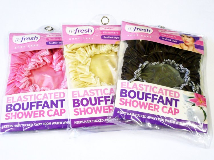 Elasticated lined shower cap - 3/cols*