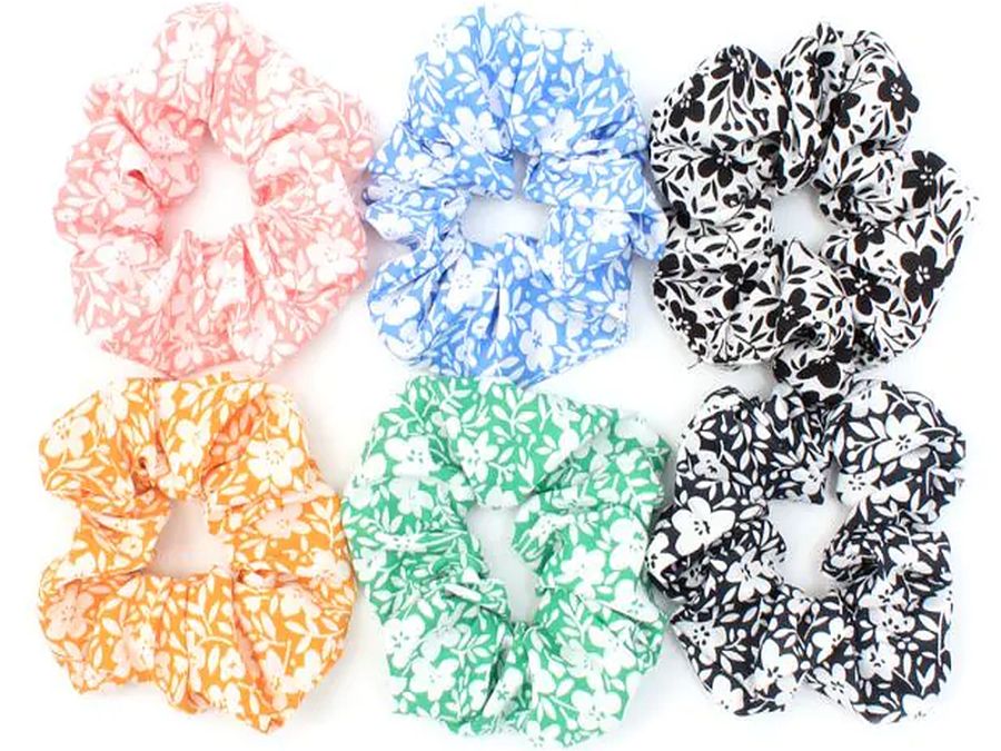 11cm floral print scrunchie - 6asstd.