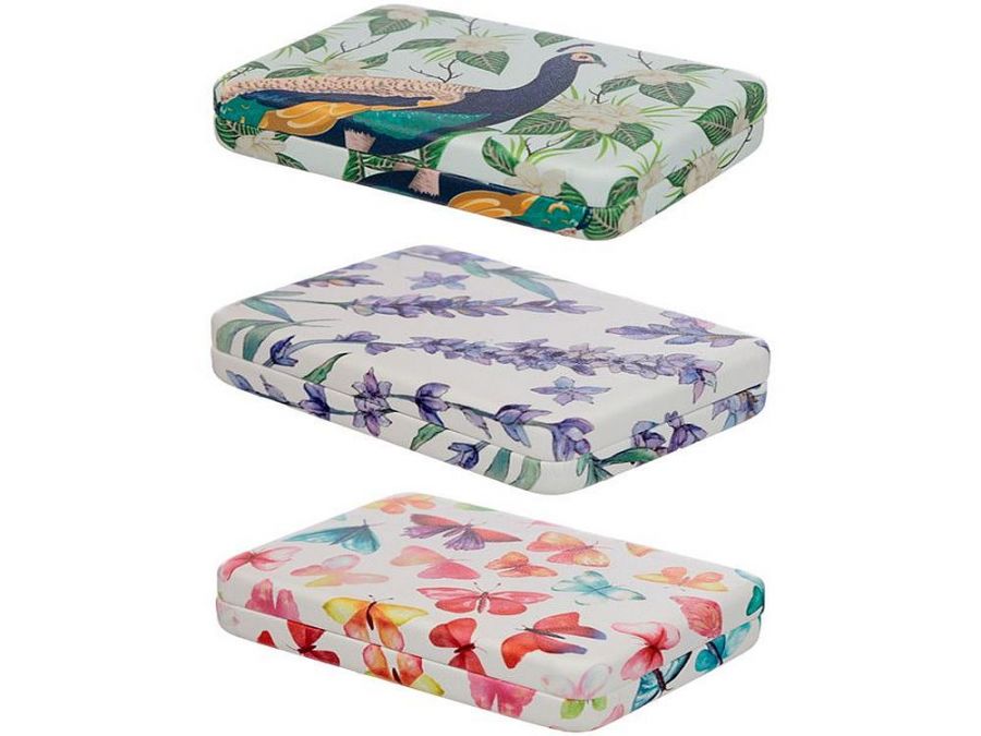 Botanical and butterfly jewellery box (2x10x7cm) - 3asstd.