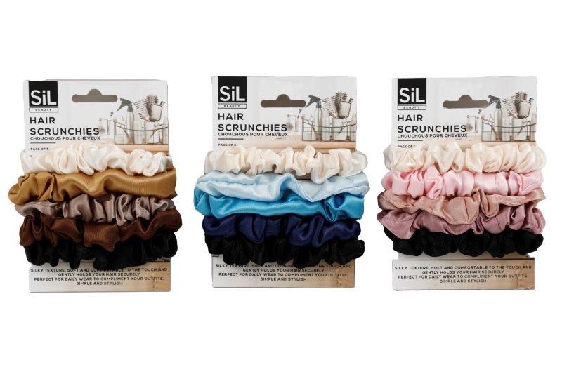 Pack 5, silky texture hair scrunchies - 3asstd.