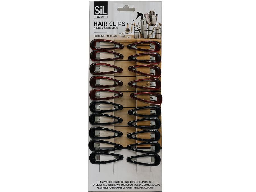 Pack 20, black/brown hair clips*