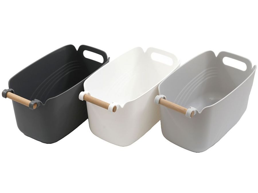 P/p storage basket with wood handle - 3/cols*
(31x18x15cm)
