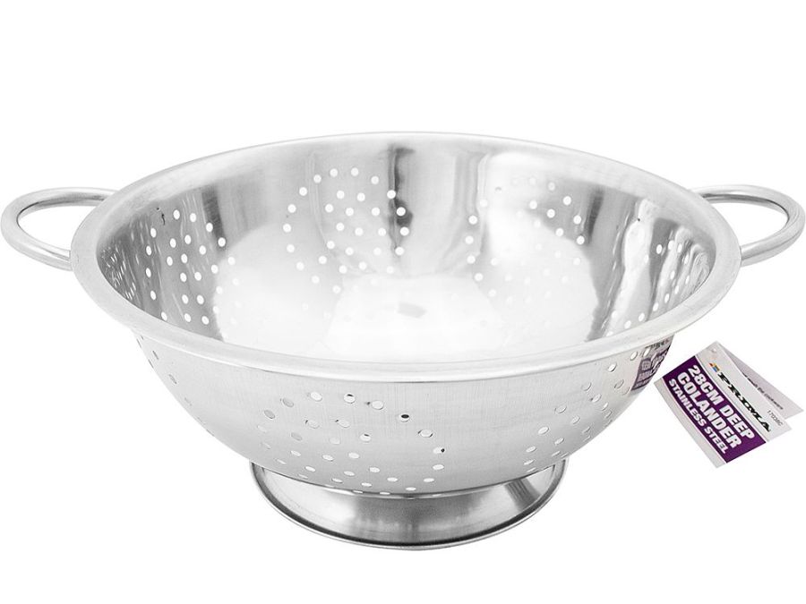 28cm s/s deep colander with handles*