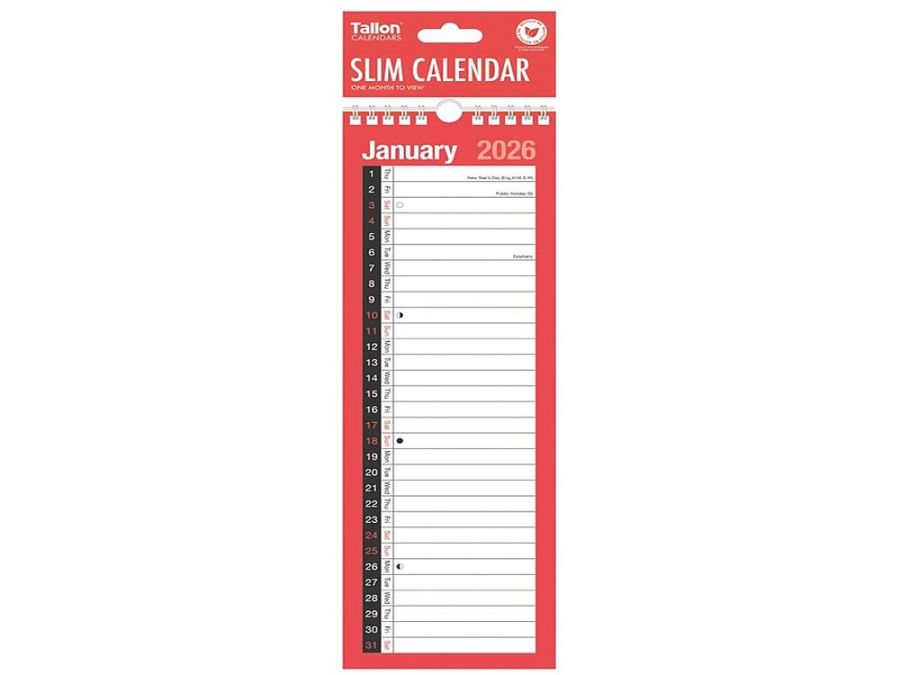 2026 red & black m.t.v slim calendar*