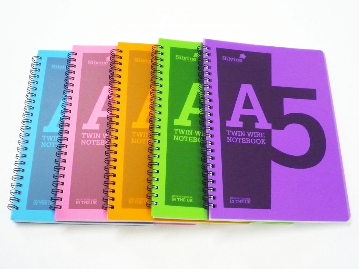 Silvine A5 twin wire notebook - 5/cols.