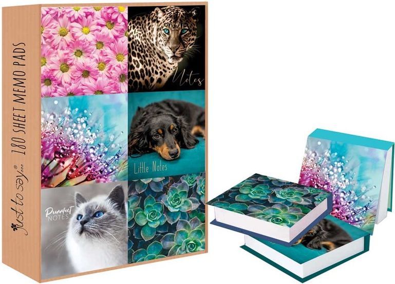 180sheet, hard-back memo pad - 6xdesigns (12per display)*