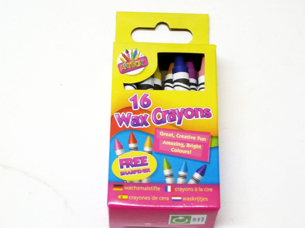 Box 16, wax crayons and sharpener*