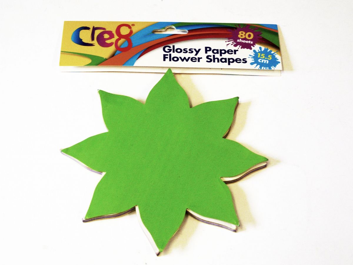 Pkt 80, glossy paper flower shapes (15.5cm)*
