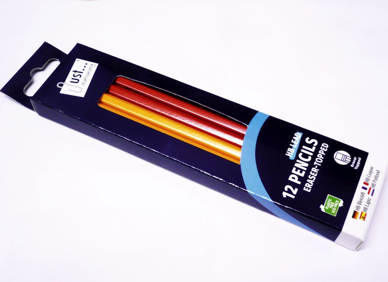 Pkt12 hb pencils with erasers.*