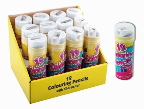 12 colour pencils/sharpener in tube (12x display)*
