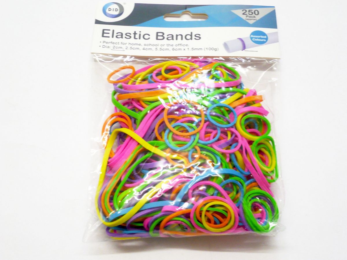 Pack 250, assorted elastic bands*