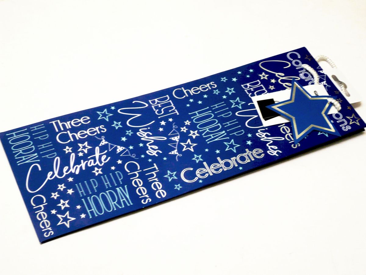 Pack 6, blue text bottle bags.