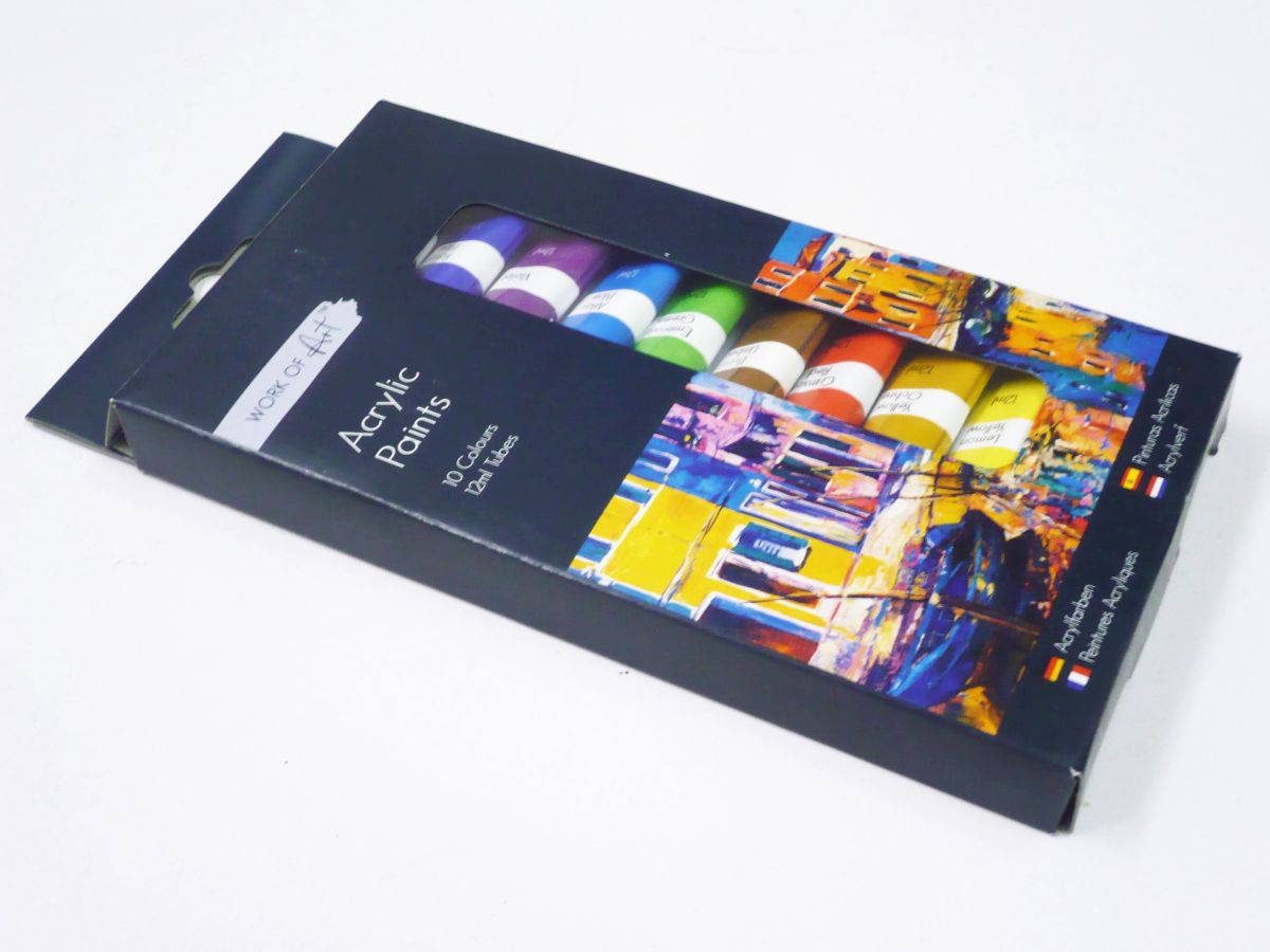 Box 10, 12ml tubes acrylic paints*