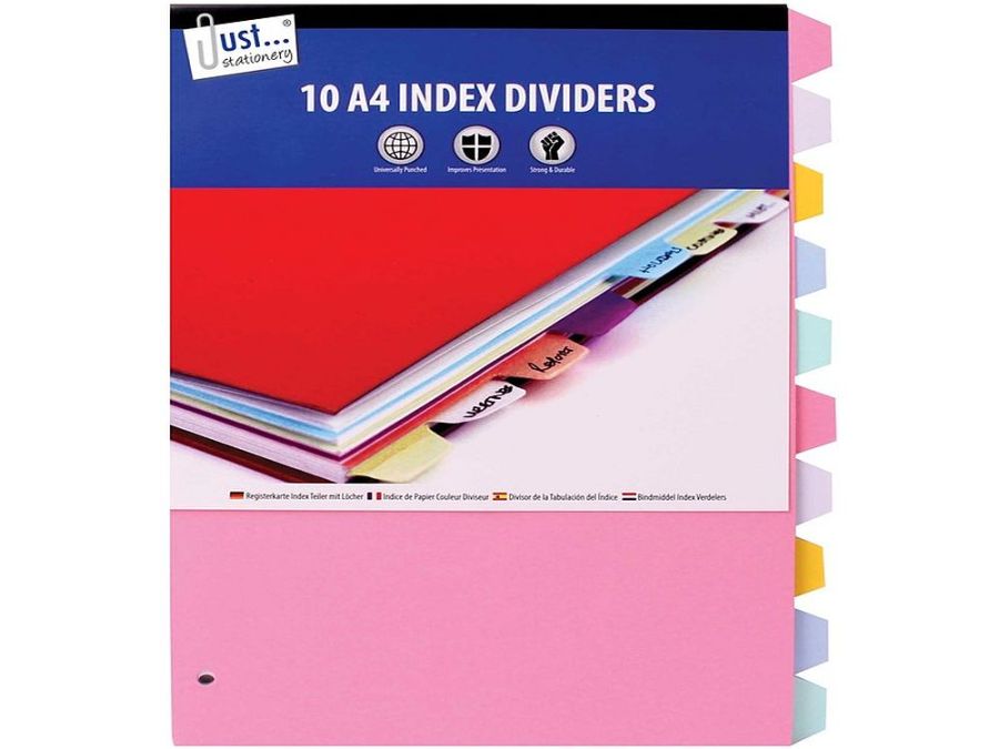 Pack 10, A4 index dividers*