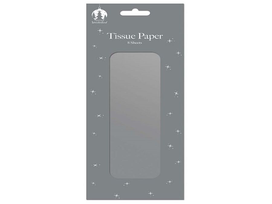 Pack 8, silver tissue paper*