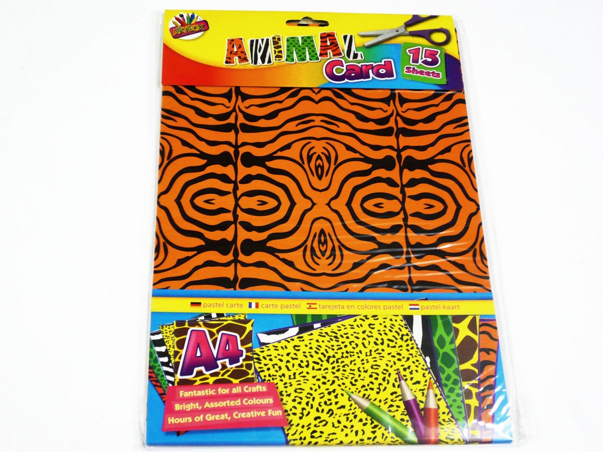 Pkt 15 sheets animal print card*