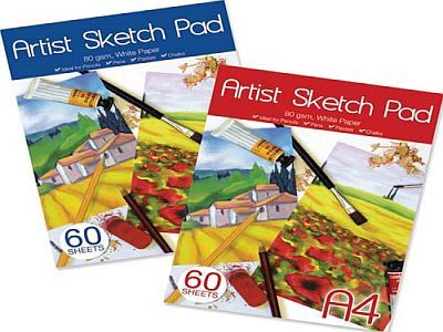 A4, 60sheet, white papered artist sketch pad.*