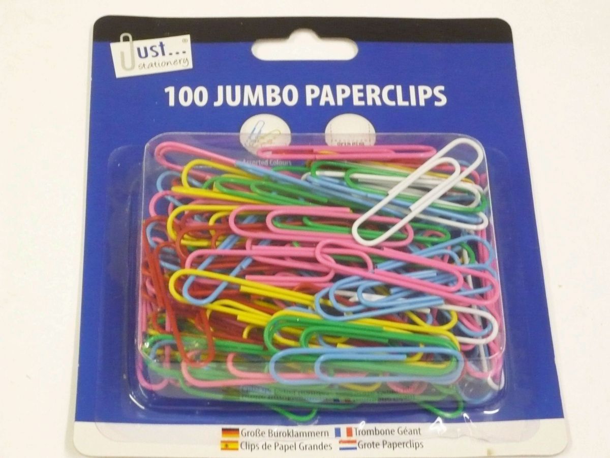 Pkt 100, jumbo paperclips*