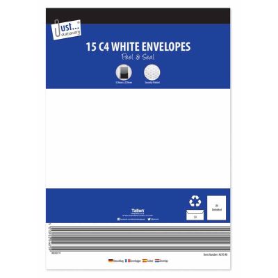 Pkt15, self seal, white C4 envelopes.*