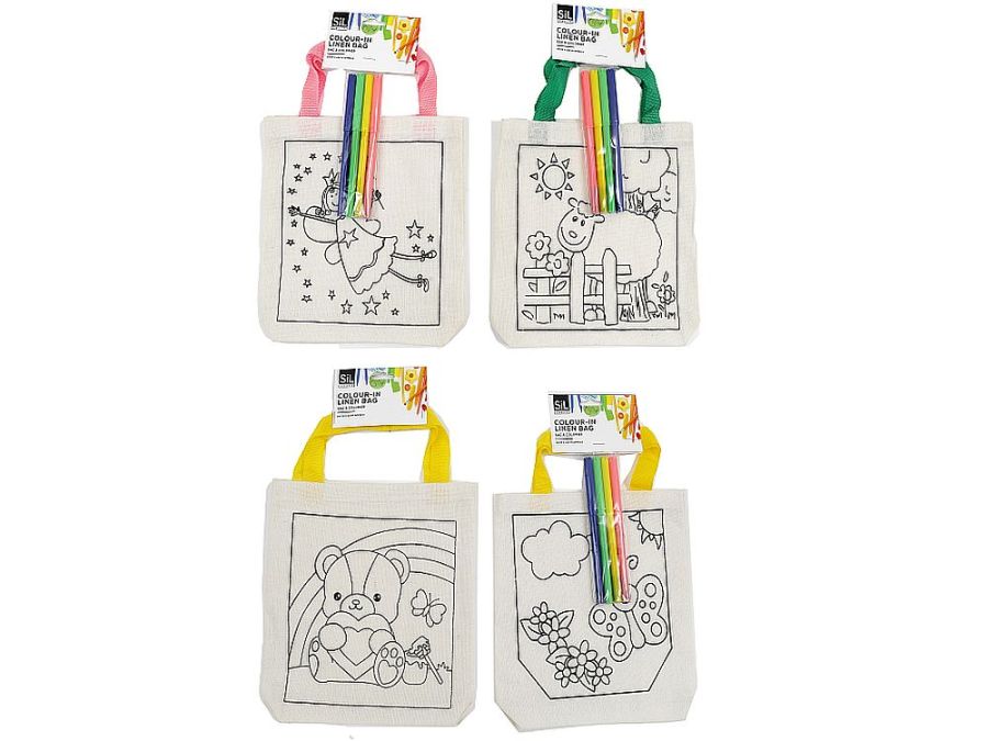 Colour your own linen bag (30x22cm) - 4asstd*