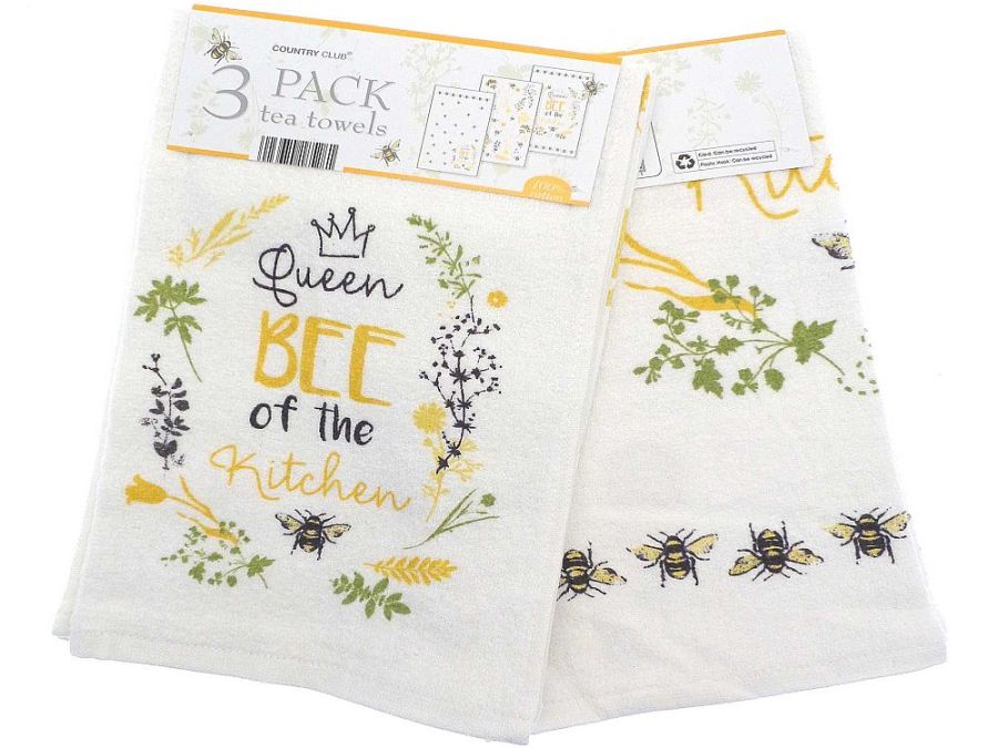 Pack 3, Queen Bee velour tea towels.