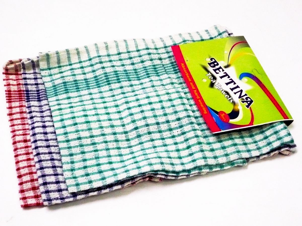 Pkt 3, check tea towels*