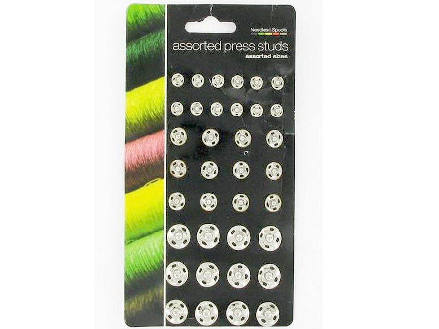 Card 36, assorted sizes press studs*