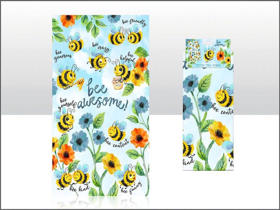 Bee Awesome cotton tea towel.