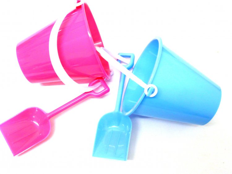 Sml bucket & spade set, H12cm, PINK/BLUE/RED*